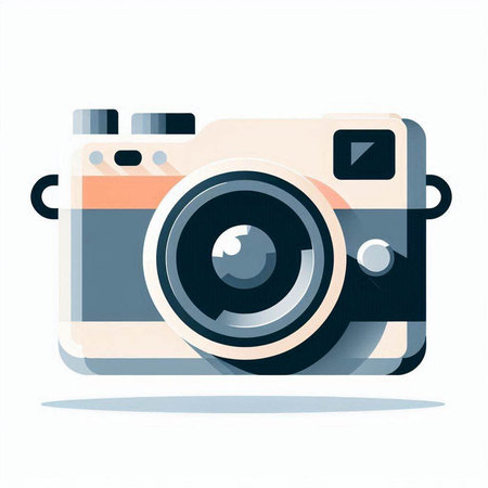 Retro camera icon, vector illustration. Flat design style. Digital art.