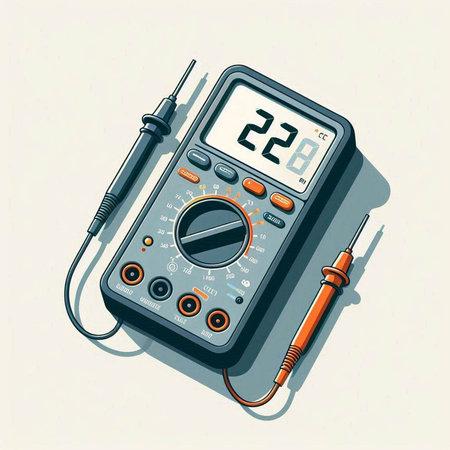 Digital multimeter on a white background. Vector illustration. Eps 10.