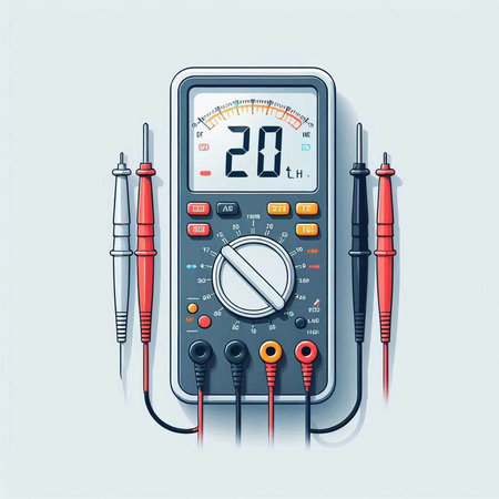 Digital multimeter with digital multimeter on a white background. Vector illustration.