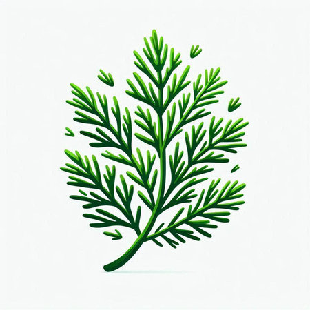 Green leaf of dill isolated on white background. Vector illustration.