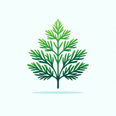 Green leaves of dill on a white background. Vector illustration.