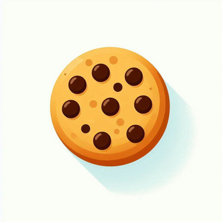 Chocolate chip cookie on white background. Vector illustration in cartoon style.の写真素材