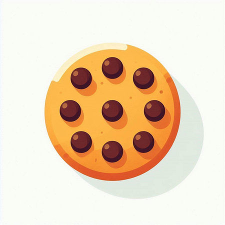 Illustration of a cookie with chocolate chips on a white background.の写真素材