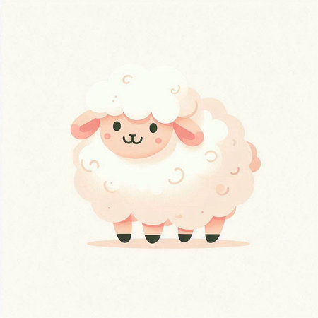 Cute cartoon sheep. Vector illustration of a cute cartoon sheep.の写真素材
