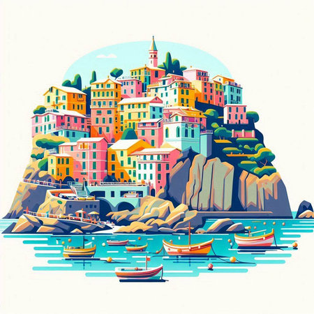 Colorful Riomaggiore on the island of Cinque Terre, Italy