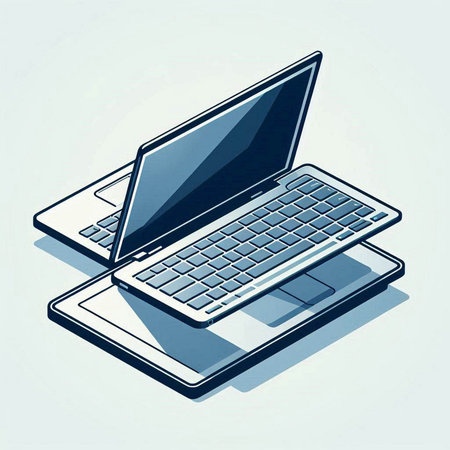Laptop computer on a white background. 3d isometric illustration