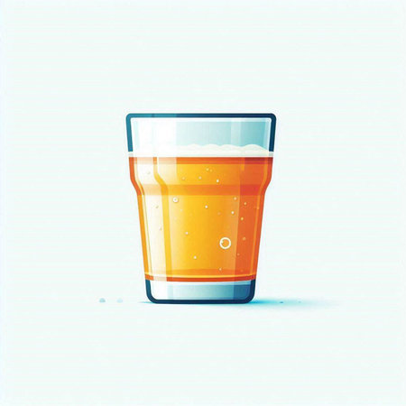 Illustration of a glass of beer with foam on a white backgroundの写真素材