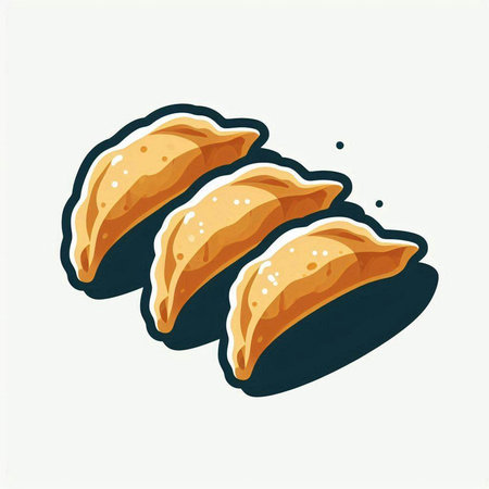 Vector illustration of fried dumplings on a white background. Vector illustration.