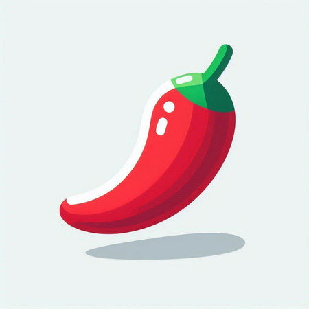 Chilli pepper on a light background. Vector illustration in a flat style.の写真素材