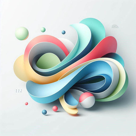 Abstract colorful background with waves and circles. 3d vector illustration.