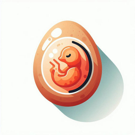 Pregnant egg with spermatozoons. Vector illustration.