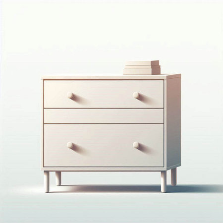 Wooden chest of drawers on a white background. 3d rendering