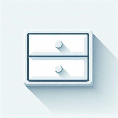 Paper cut Furniture nightstand icon isolated on white background. Paper art style. Vector Illustrationの写真素材