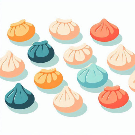 Chinese steamed dumplings on white background. Vector illustration.