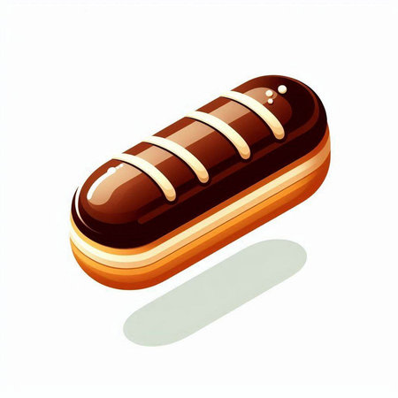 Illustration of a chocolate cake on a white background with a shadow