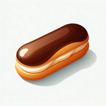 Chocolate eclair on white background. Vector illustration. Eps 10