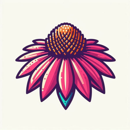 Echinacea flower. Hand drawn vector illustration isolated on white background.の写真素材