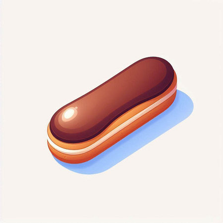 Chocolate eclair on white background. Vector illustration. Eps 10