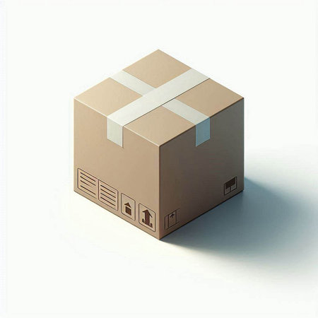 Cardboard box on a white background. 3d render illustration.