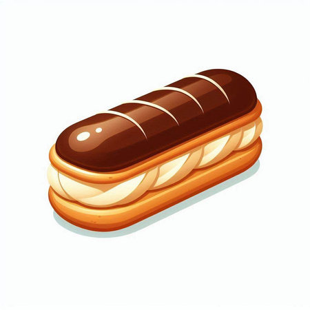 Chocolate eclair on a white background. Vector illustration. Eps 10