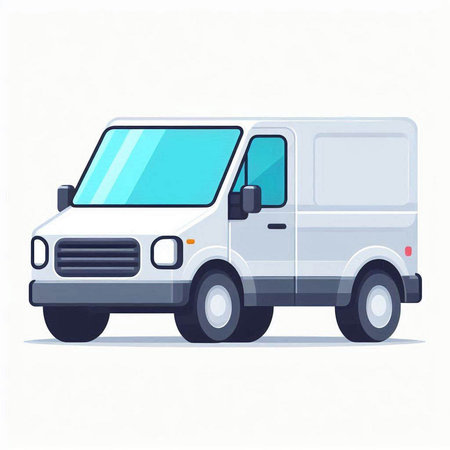 Delivery Van. Vector illustration in flat style. Isolated on white background.