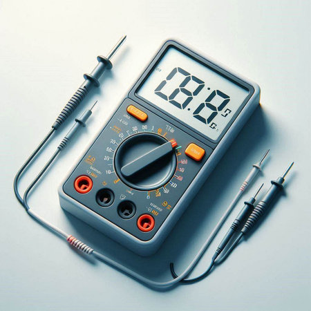 Digital multimeter on a white background. The concept of the measuring device.