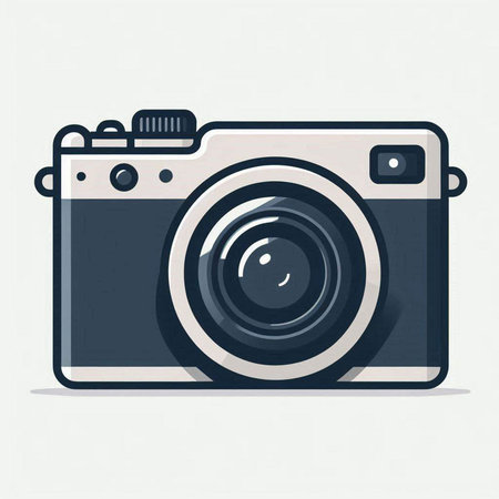 Camera icon in flat style. Vector illustration. Isolated on white background.の写真素材