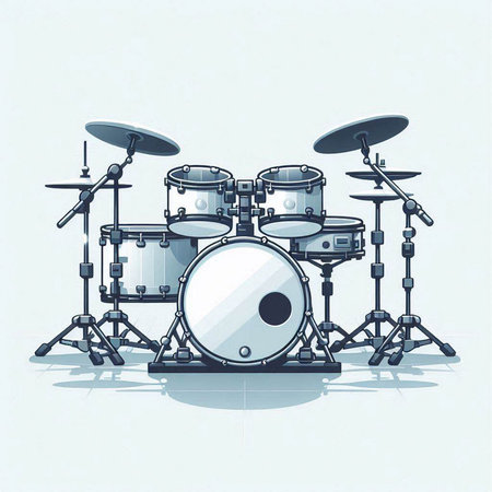 Drum set on white background. Vector illustration. Eps 10.