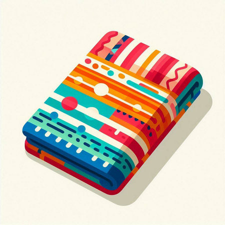 Vector illustration of a colorful striped blanket isolated on a white background.