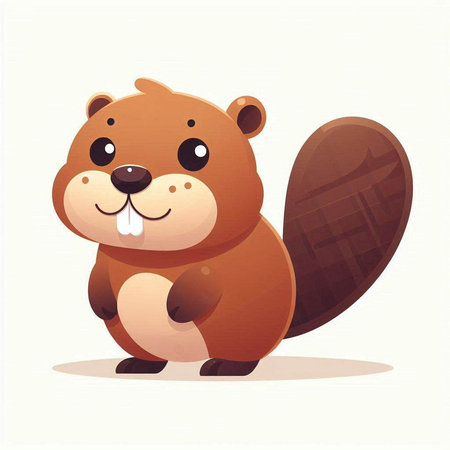 Cute cartoon beaver. Vector illustration isolated on white background.