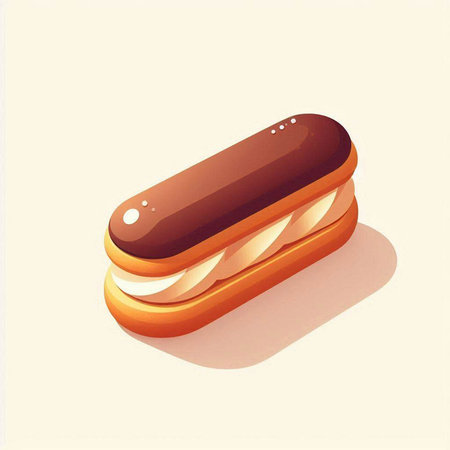 Illustration of a hot dog on a white background with shadow.の写真素材