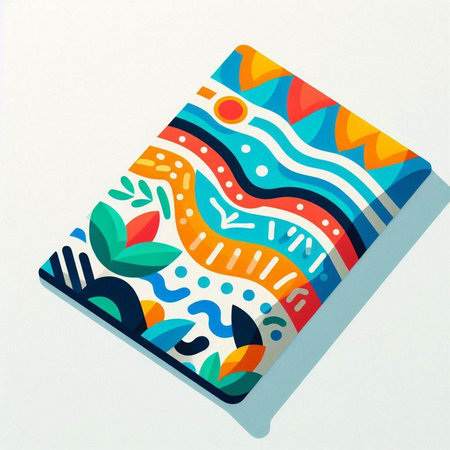 Colorful hand drawn book cover with abstract pattern. Vector illustration.
