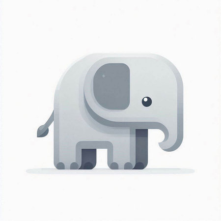 Funny cartoon elephant isolated on a white background. Vector illustration.の写真素材