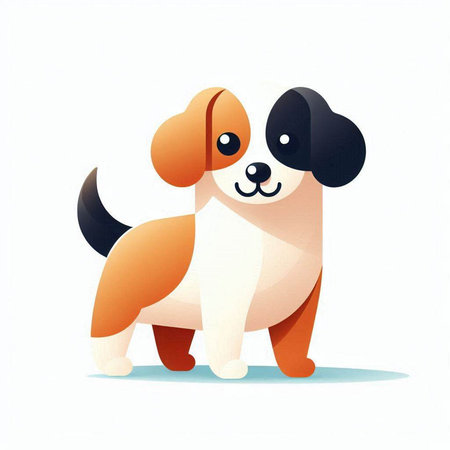 Cute cartoon dog isolated on a white background. Vector illustration.の写真素材