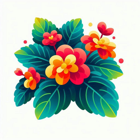 Illustration of a bouquet of colorful flowers on a white background