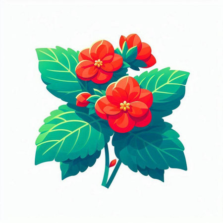 Illustration of red flowers on a white background. Vector illustration.