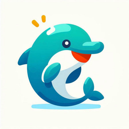 Cute dolphin logo. Vector illustration of a cute cartoon dolphin.の写真素材