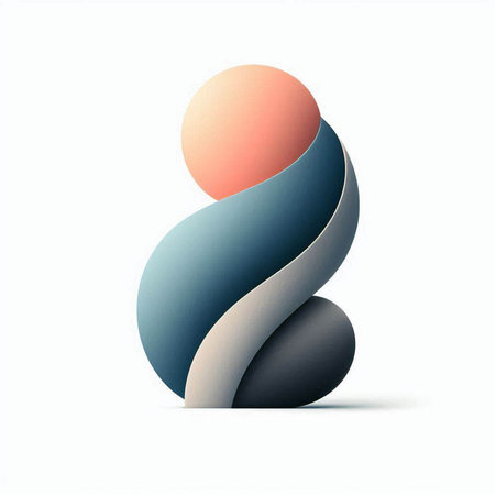 Abstract 3d vector logo in blue and grey colors. Vector illustration.