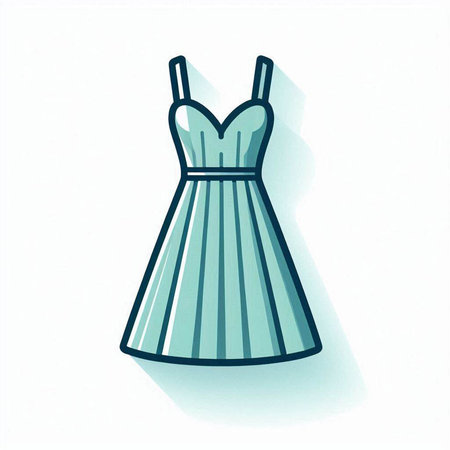 Women's dress icon, vector illustration. Flat design style. Long shadowの写真素材