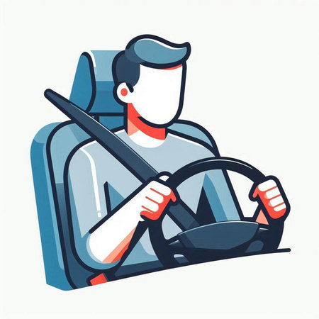 Man driving a car. Vector illustration in cartoon style. Isolated on white background.