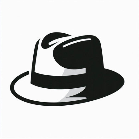 Illustration of a black hat on a white background with a shadowの写真素材