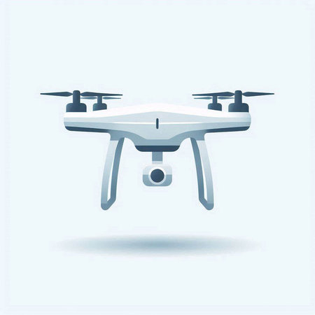 Drone quadcopter. Vector illustration. Isolated on white background.の写真素材