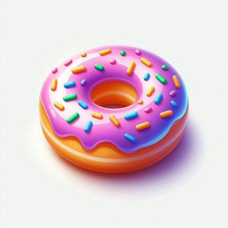 Colorful donut isolated on white background. 3d rendering.の写真素材