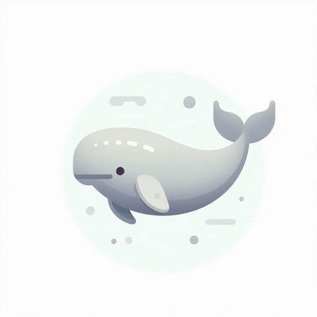 Cute cartoon whale. Vector illustration isolated on a white background.の写真素材