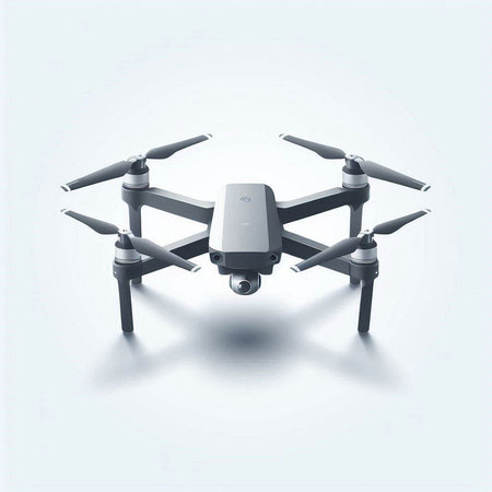 Drone with camera on a white background. 3d rendering.