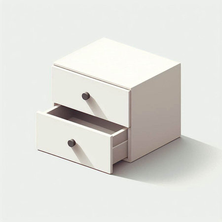 White wooden chest of drawers on a white background. 3d renderingの写真素材