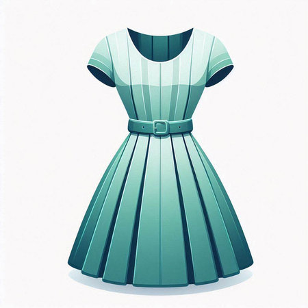 Illustration of a green dress on a white background, vector illustrationの写真素材