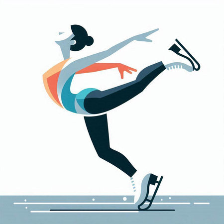 Figure skating. Vector illustration of a figure skater in motion.の写真素材