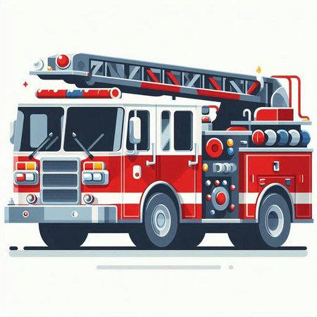 Fire engine on white background. Vector illustration in flat style. EPS 10
