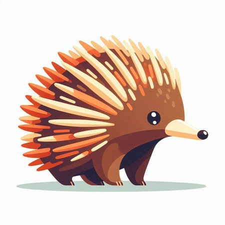 Cartoon funny hedgehog. Vector illustration isolated on white background.の写真素材